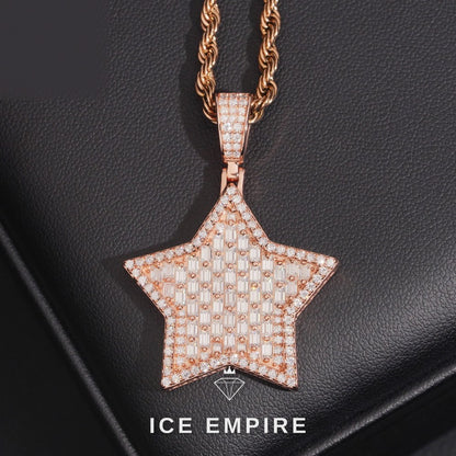 Iced Out Baguette Gold Plated Moissanite Pendant