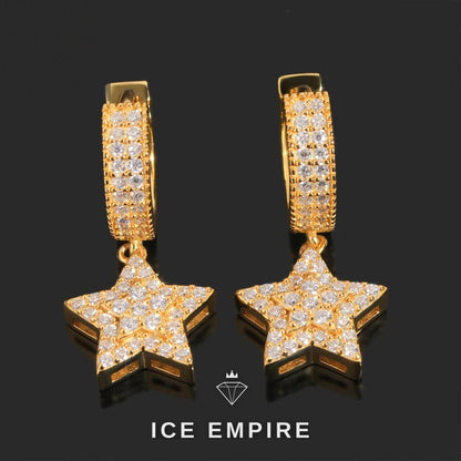 Iced Out 925 Silver Moissanite Hoop Earrings