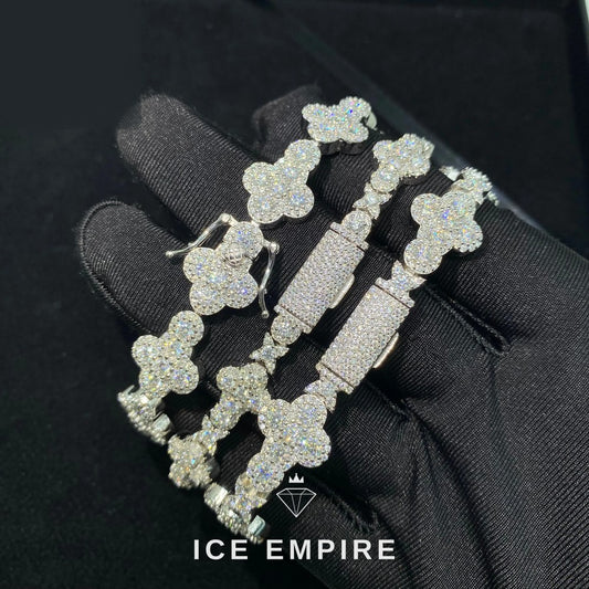 Iced Out Cross 925 Silver Moissanite Cuban Chain