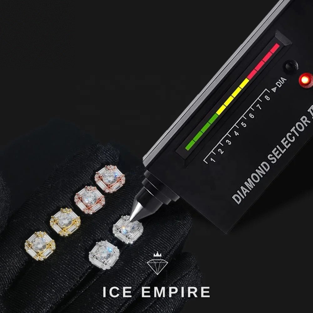 Iced Out 925 Silver Moissanite Stud Earrings