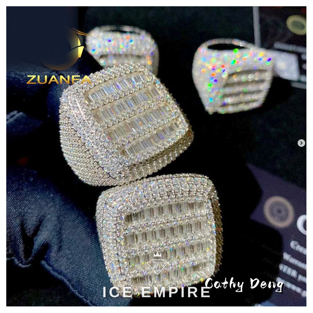 Iced Out 925 Silver Moissanite Ring