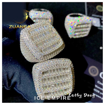 Iced Out 925 Silver Moissanite Ring