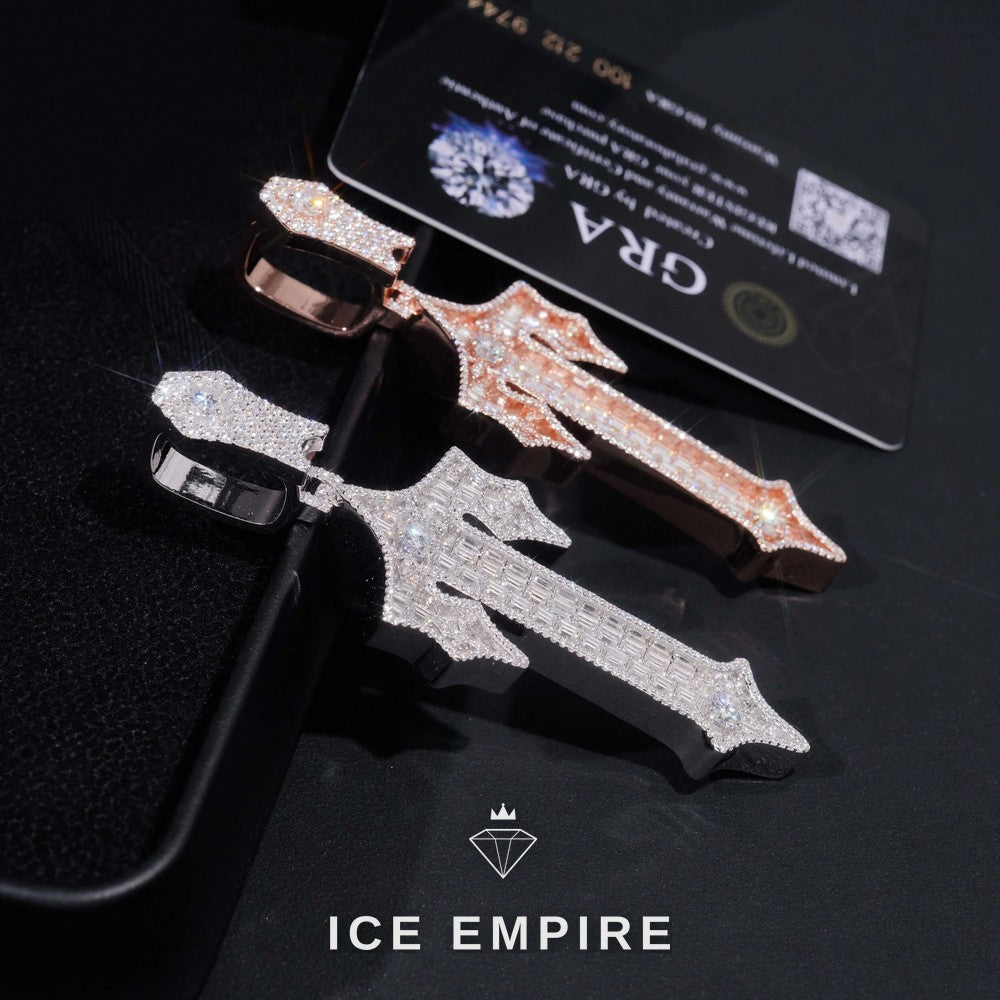 Iced Out Cross 925 Silver Moissanite Pendant