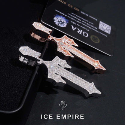 Iced Out Cross 925 Silver Moissanite Pendant