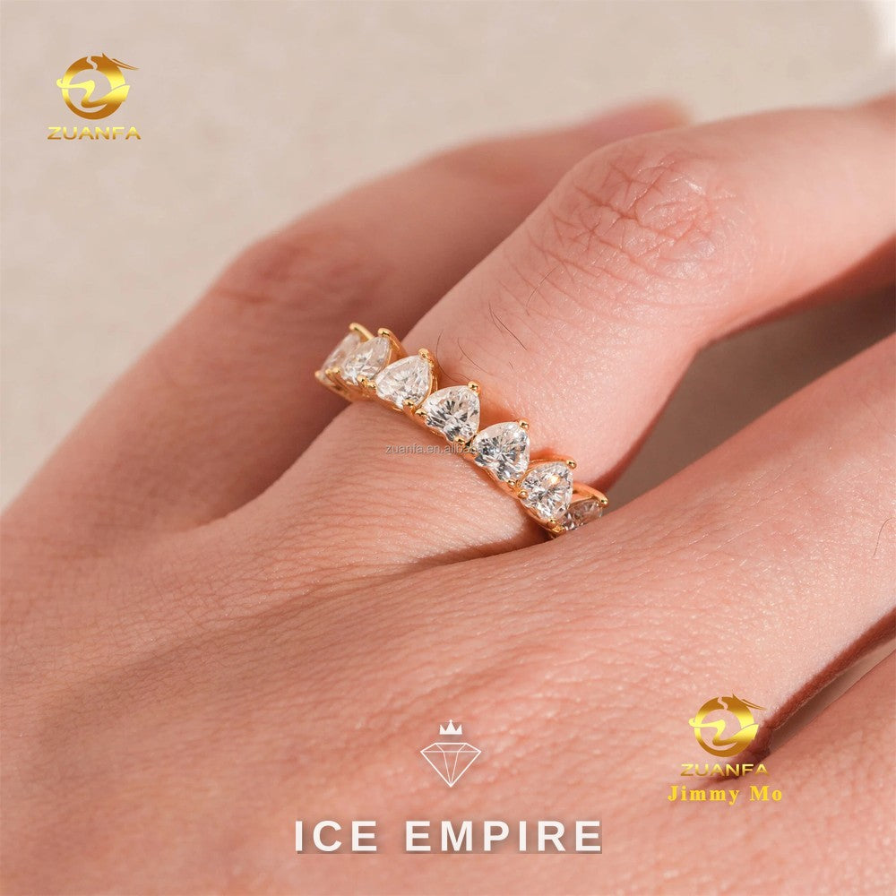 Iced Out Heart Gold Plated Moissanite Ring