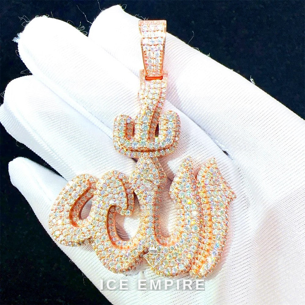 Iced Out Cross Rose Gold Moissanite Pendant