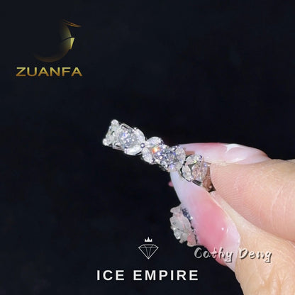 Iced Out 925 Silver Moissanite Engagement Ring