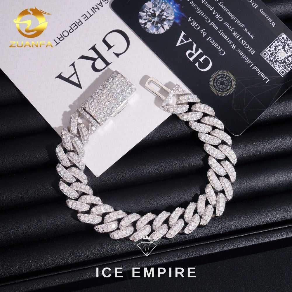Iced Out 925 Silver Moissanite Cuban Chain
