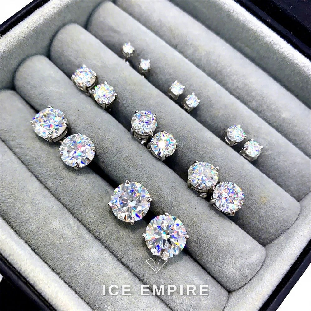 Iced Out 925 Silver Moissanite Stud Earrings