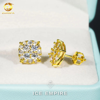 Iced Out Gold Plated Moissanite Stud Earrings