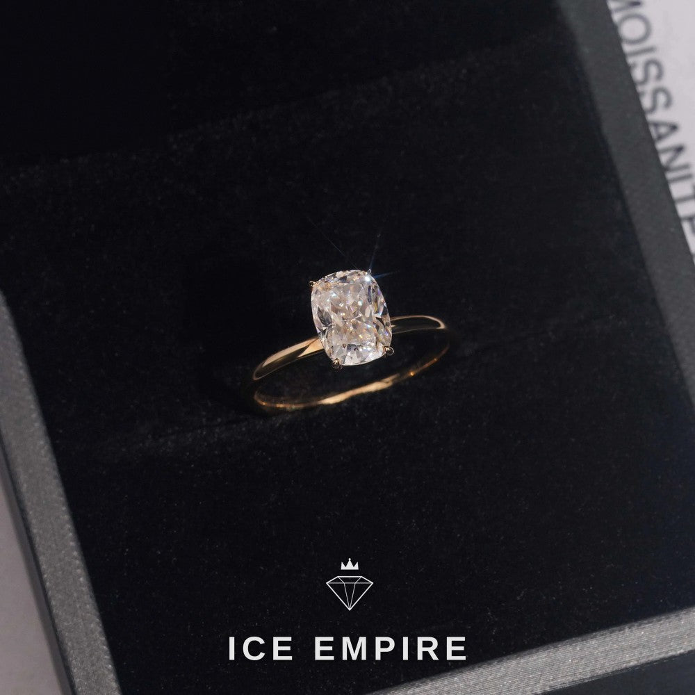 Iced Out 14K Gold Moissanite Engagement Ring