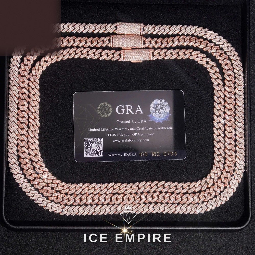 Iced Out Rose Gold Plated Moissanite Cuban Chain