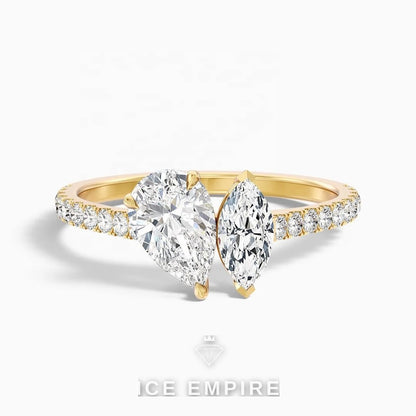 Iced Out 18K Gold Lab Grown Diamond Engagement Ring