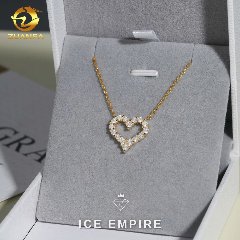 Iced Out Heart 925 Silver Moissanite Pendant