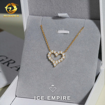 Iced Out Heart 925 Silver Moissanite Pendant