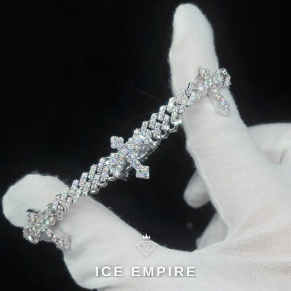 Iced Out Cross 925 Silver Moissanite Cuban Chain