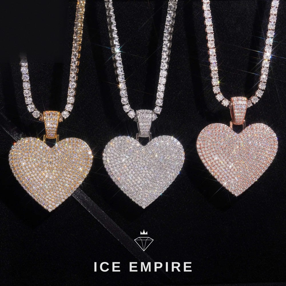 Iced Out Heart Gold Plated Moissanite Pendant
