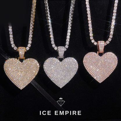 Iced Out Heart Gold Plated Moissanite Pendant