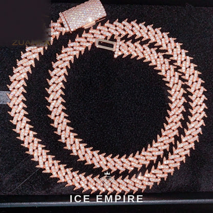 Iced Out Rose Gold Plated Moissanite Cuban Chain