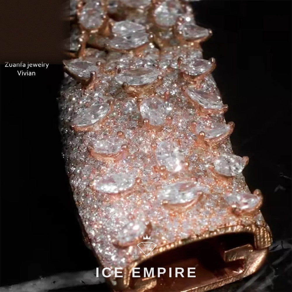 Iced Out Rose Gold Plated Moissanite Cuban Chain