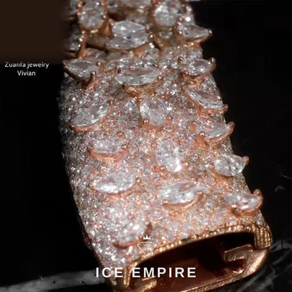 Iced Out Rose Gold Plated Moissanite Cuban Chain
