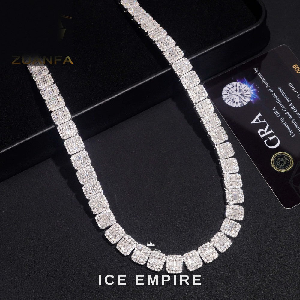 Iced Out Baguette Rose Gold Moissanite Cuban Chain