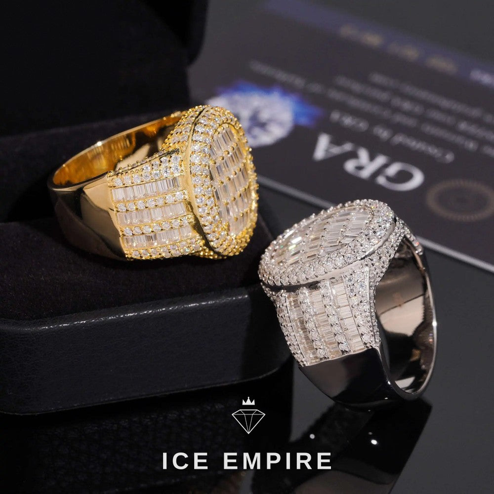 Iced Out Baguette Gold Plated Moissanite Ring