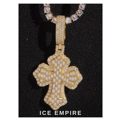 Iced Out Cross 925 Silver Moissanite Pendant