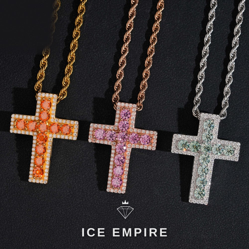 Iced Out Cross Rose Gold Plated Pendant
