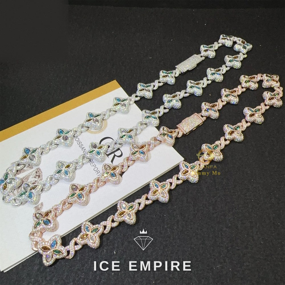 Iced Out Rose Gold Moissanite Cuban Chain