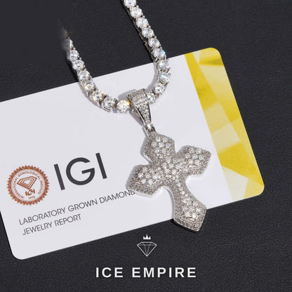 Iced Out Cross Gold Plated Lab Grown Diamond Pendant
