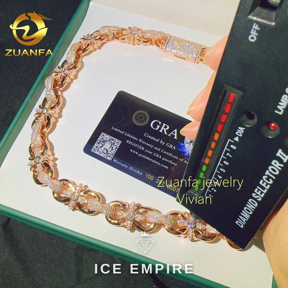 Iced Out Rose Gold Plated Moissanite Cuban Chain