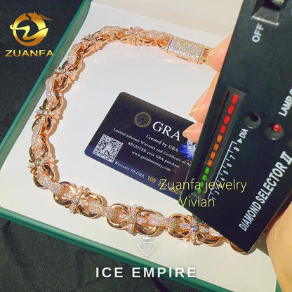 Iced Out Rose Gold Plated Moissanite Cuban Chain