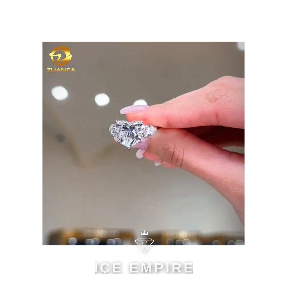 Iced Out Heart 18K Gold Lab Grown Diamond Engagement Ring