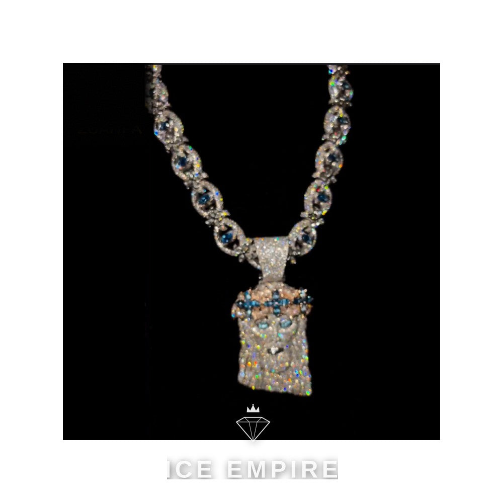 Iced Out 18K Gold Moissanite Pendant