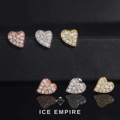 Iced Out Heart Gold Plated Moissanite Earrings