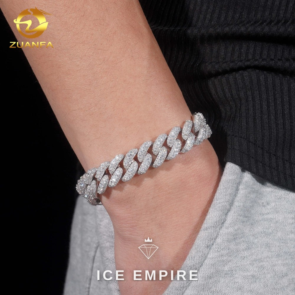 Iced Out 925 Silver Moissanite Cuban Chain