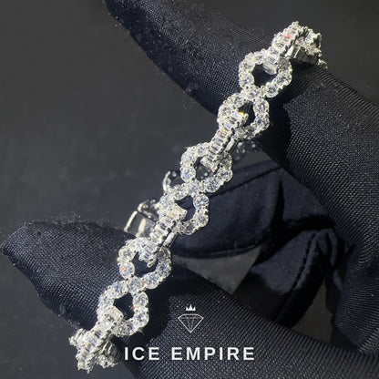 Iced Out Baguette Rose Gold Moissanite Cuban Chain