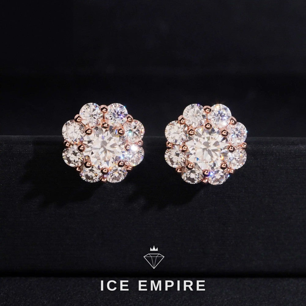 Iced Out 925 Silver Moissanite Stud Earrings