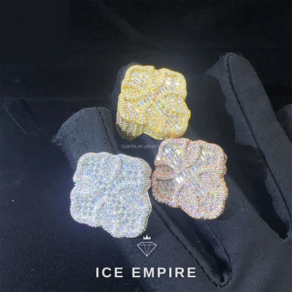 Iced Out Cross 925 Silver Moissanite Ring