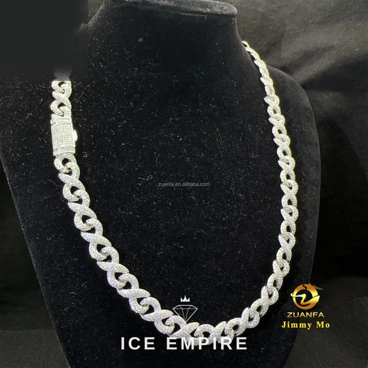 Iced Out 925 Silver Moissanite Cuban Chain