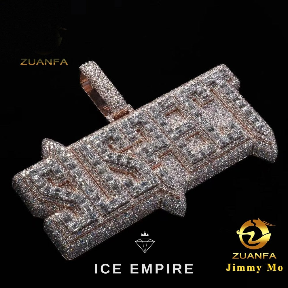 Iced Out Baguette 925 Silver Moissanite Pendant
