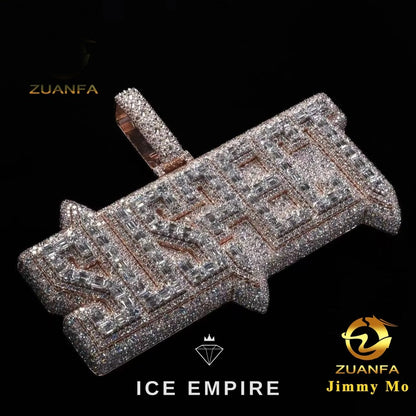 Iced Out Baguette 925 Silver Moissanite Pendant