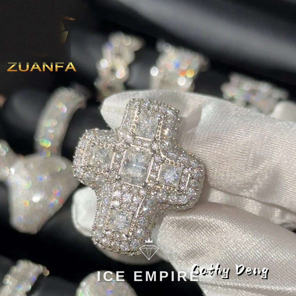 Iced Out 925 Silver Moissanite Ring