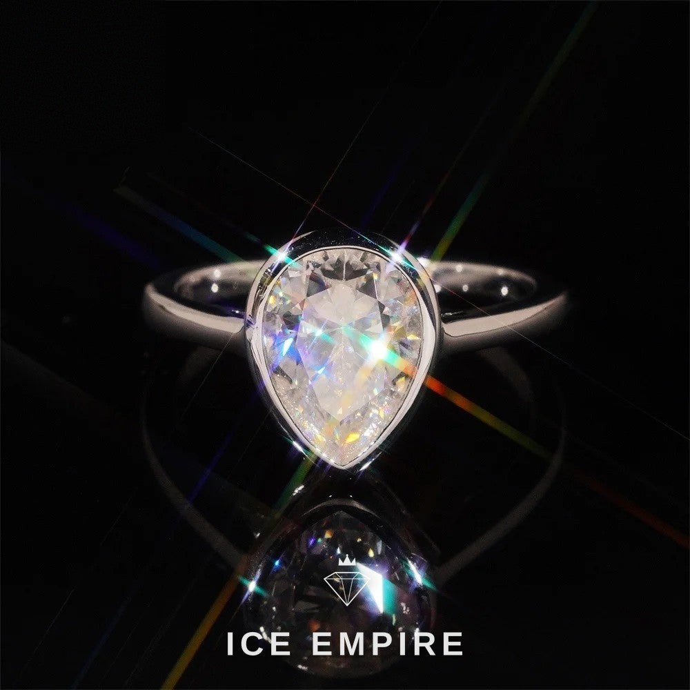 Iced Out 925 Silver Moissanite Engagement Ring
