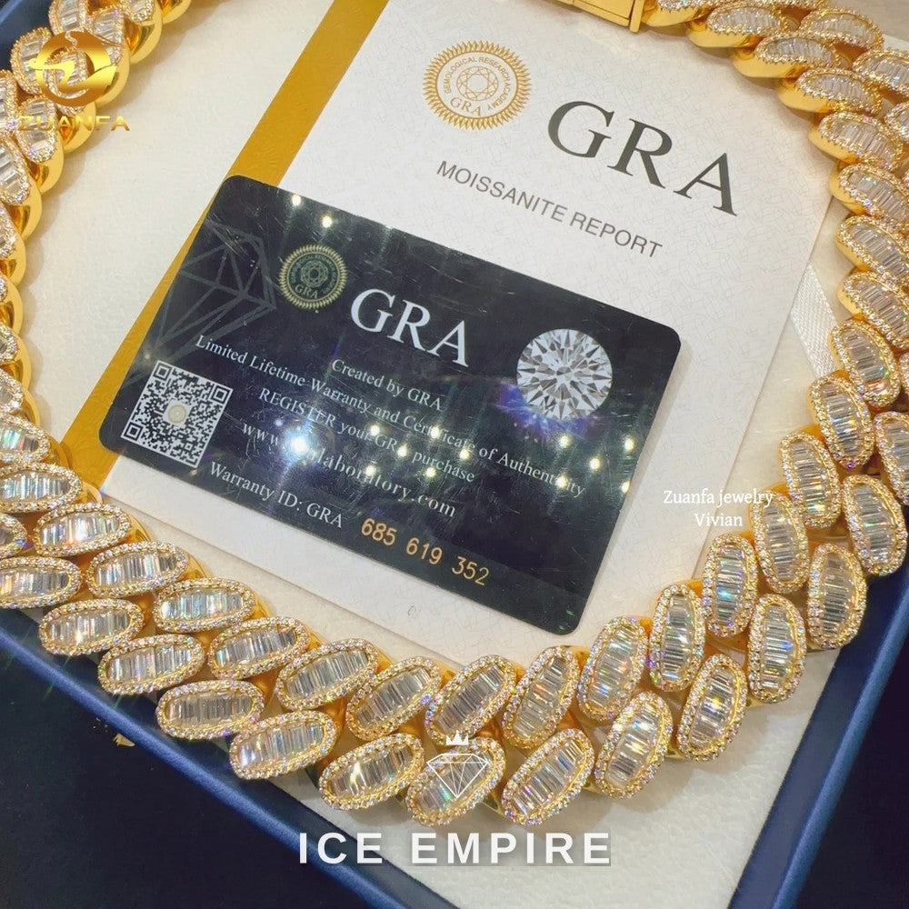 Iced Out Rose Gold Plated Moissanite Cuban Chain