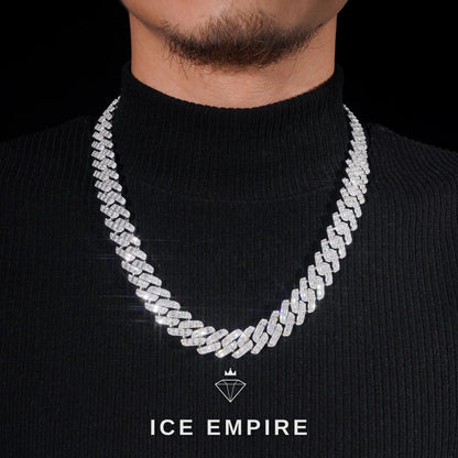 Iced Out Baguette Rose Gold Plated Moissanite Cuban Chain
