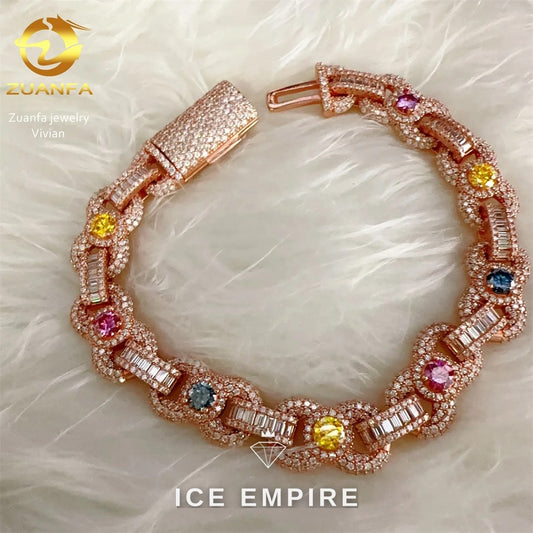Iced Out Rose Gold Plated Moissanite Cuban Chain
