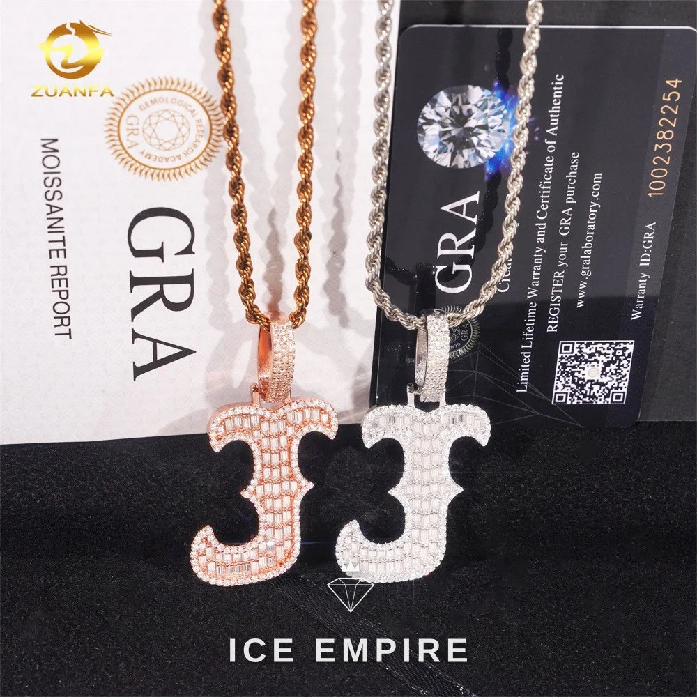 Iced Out Baguette Rose Gold Plated Moissanite Pendant