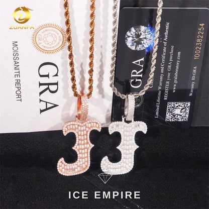 Iced Out Baguette Rose Gold Plated Moissanite Pendant